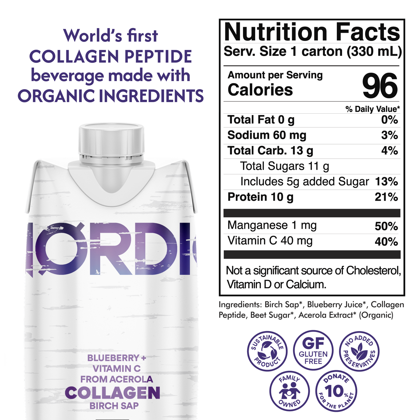 
                  
                    Collagen peptide - Organic birch sap, wild Blueberry and Vitamin C, 10 grams Collagen Peptide | 12 pack
                  
                