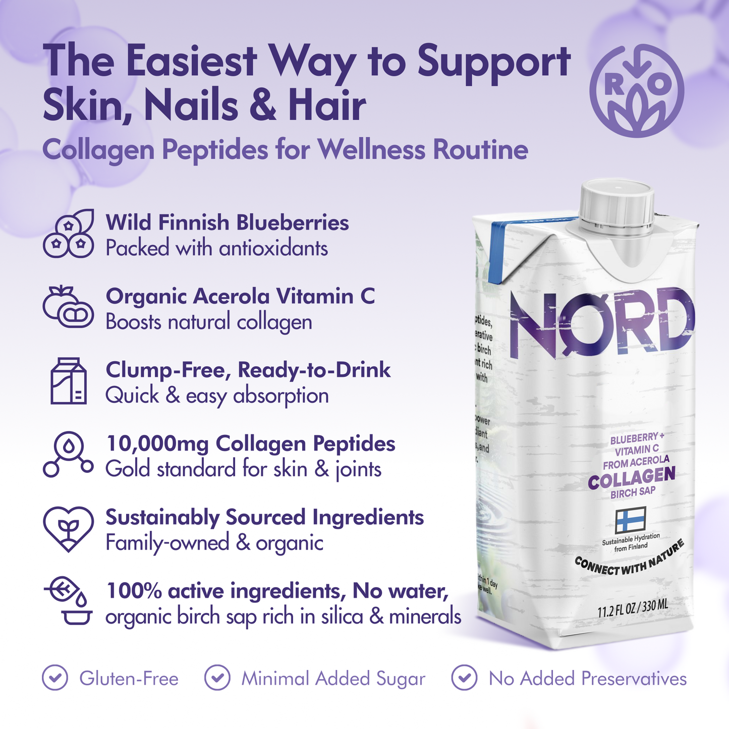 
                  
                    Collagen peptide - Organic birch sap, wild Blueberry and Vitamin C, 10 grams Collagen Peptide | 12 pack
                  
                